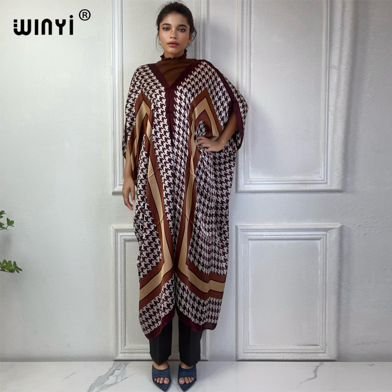 Robe Silk Women - WINYI Summer african V-neck dress Printed