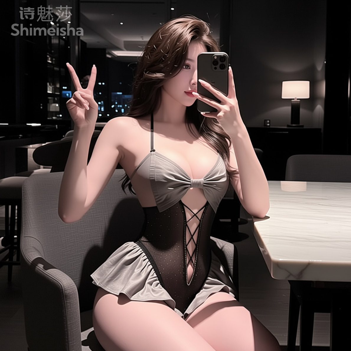 jimiko For Black Gray Ruffle M - Lace Teddy Lingerie 评论和价格