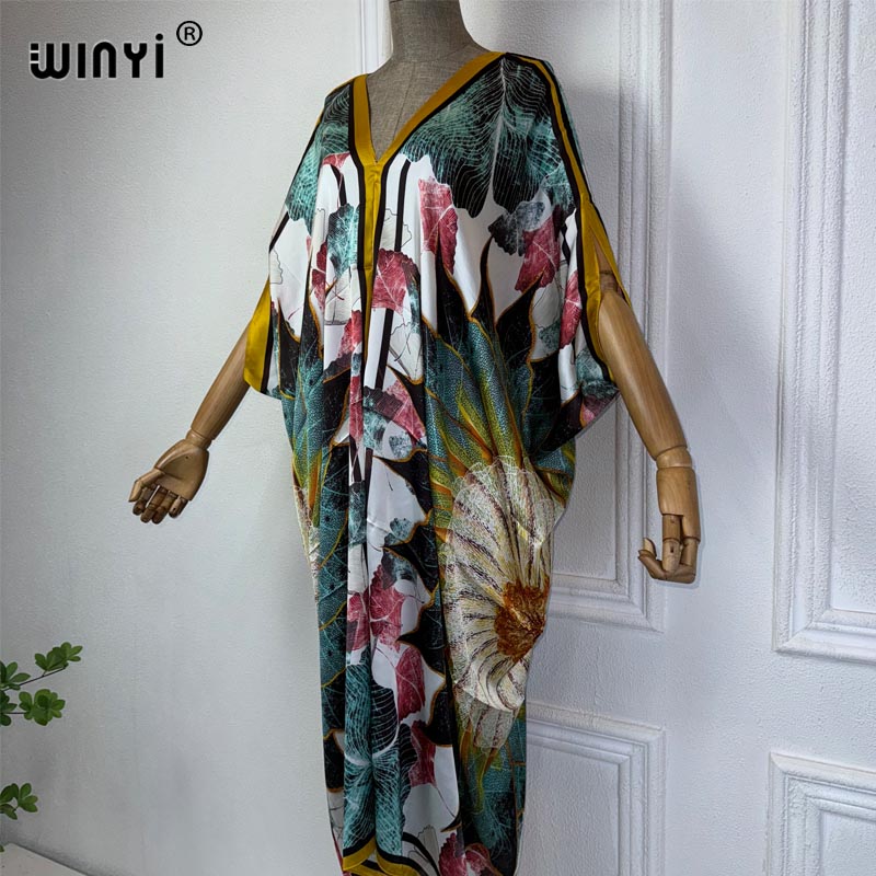 WINYI Summer african V-neck dr - Robe Silk Women 评论和价格