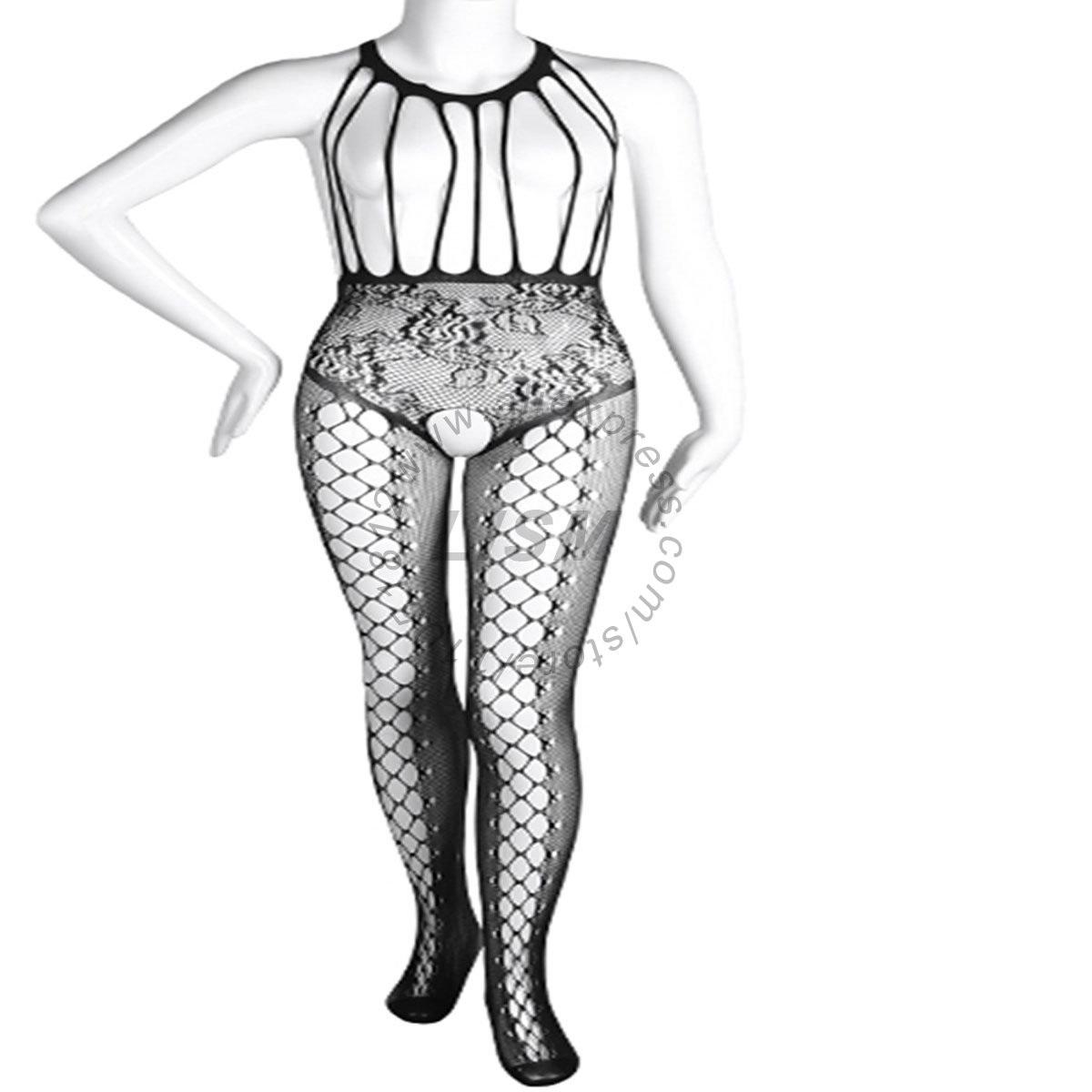 LISM Sexy Halter Cutout Open B - Bodystocking Fishnet 评论和价格