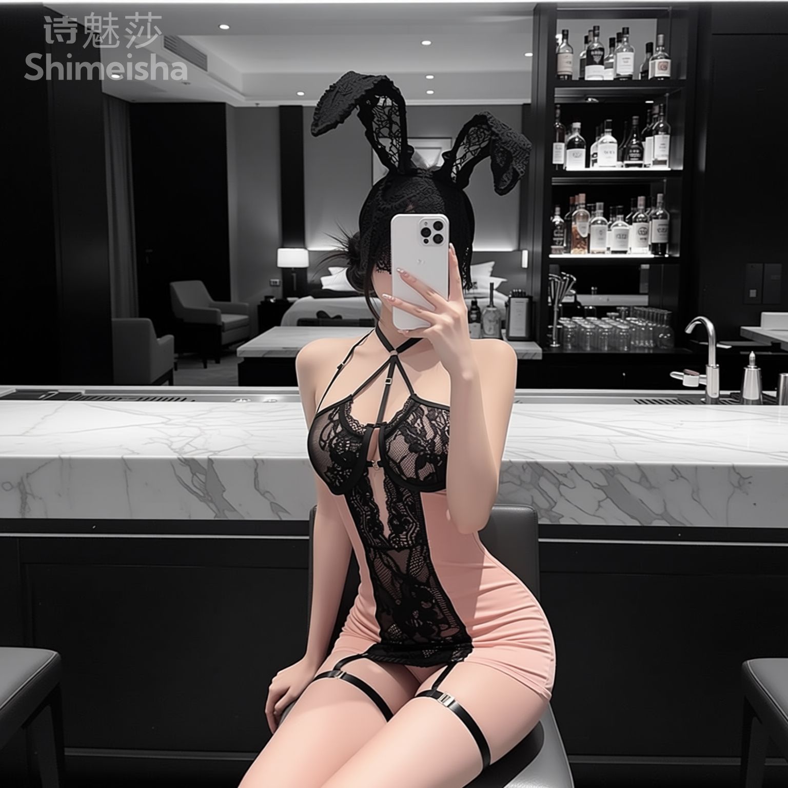 jimiko For Women's Pink Black  - Lace Teddy Lingerie 评论和价格