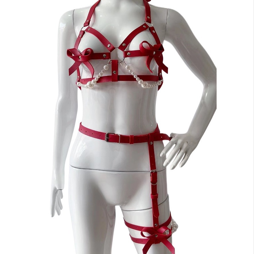 Sexy Leather Harness Women Set - Garter Belt Set 评论和价格