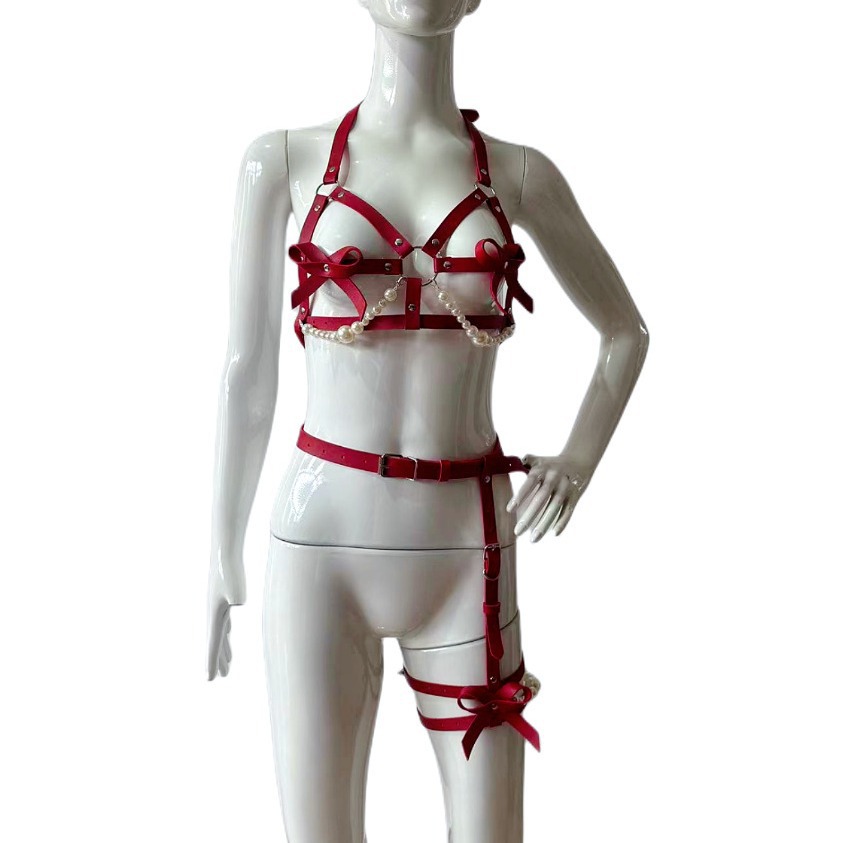 Sexy Leather Harness Women Set - Garter Belt Set 评论和价格