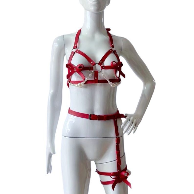 Sexy Leather Harness Women Set - Garter Belt Set 评论和价格