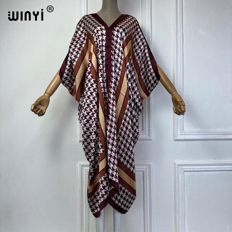 WINYI Summer african V-neck dr - Robe Silk Women 评论和价格
