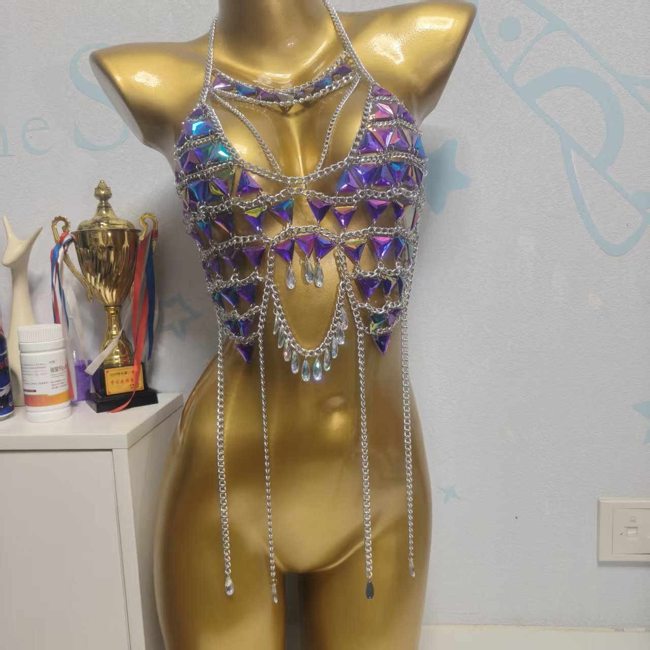 Latest Metal Sequin Tassel Bod - Strapless Bra Backless 评论和价格